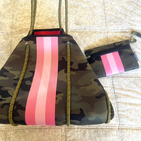 Karma Handbags - Karma Camo & Pink Neoprene Tote
